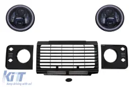 image-71-Sklop središnje rešetke i Prednja svijetla prikladan za Land ROVER Defender 90 110 (1990-2016) crni SVX Dizjan sa 7-inčnim CREE LED Prednja svijetla Angel Eye Amber Halo DRL