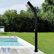image-14-Solar Garten Dusche gebogen schwarz mit Fußdusche und quadratischem Duschkopf 20L