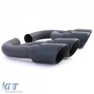 Sorties d'échappement en acier inoxydable à double tuyau noires adaptées pour Porsche Cayenne 92A 3.0 Diesel 10-14-image-6195056