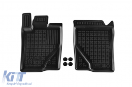 Specific rubber front mats suitable for Ford Ranger after 2022, for single cab, version Raptor, Wildtrak, 2-piece set, black color - ABFMF6016081