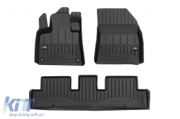 Specific rubber mats from Frogum 3D ProLine series suitable for Citroen C4 Picasso after 2013, C4 Spacetourer after 2018, 3-piece set, black color, with 24-month warranty-image-6221403