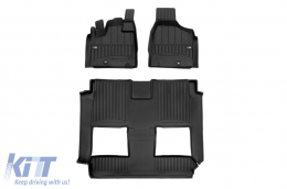 image-74-Specific rubber mats from Frogum 3D ProLine series suitable for Dodge Grand Caravan 2007-2020 van, 7 seats, bucket seats, super console, except the swivel'n'go version, 3-piece set, black color, with 