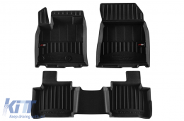 Specific rubber mats from Frogum 3D ProLine series suitable for Nissan Qashqai Hybrid after 2024, for 1st and 2nd rows, 3-piece set, black color, with 24-month warranty - ABFMN6018050