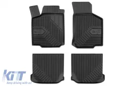 Specific rubber mats from Frogum No. 77 series suitable for VW Golf 4 1997-2006, New Beetle 1998-2010, Skoda Octavia 1996-2010, Seat Leon, Toledo 1995-2005, 4-piece set, black color-image-6226772