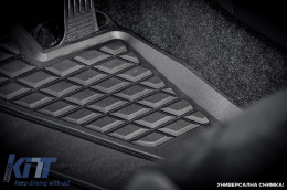 Specific rubber mats from SPARTline suitable for Skoda Superb, Volkswagen Passat B9 sedan, wagon after 2023. Set of 4 pcs, black.-image-6233193