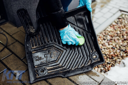 Specific rubber mats suitable for Audi A4 B6 2000-2006, 4-piece set, black color-image-6226898