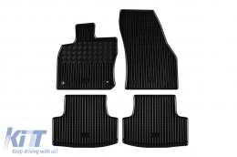 Specific rubber mats suitable for Audi Q2, Volkswagen T-roc, Skoda Karoq, Seat Ateca after 2016, 4-piece set, black color-image-6249555