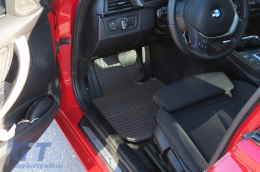 Specific rubber mats suitable for BMW 3 Series F30 sedan, F31 wagon 2012-2019, 4-piece set, black color-image-6213117