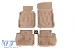 image-3-Specific rubber mats suitable for BMW 3 Series E46 1998-2007, E90 sedan, E91 wagon 2004-2012, 4-piece set, beige color