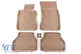 image-12-Specific rubber mats suitable for BMW 5 Series E60 sedan, E61 wagon 2003-2010, 4-piece set, beige color