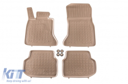 Specific rubber mats suitable for BMW 5 Series F10 sedan, F11 wagon 2010-2013, 4-piece set, beige color - ABFMB6016099