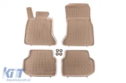 image-17-Specific rubber mats suitable for BMW 5 Series F10 sedan, F11 wagon 2010-2013, 4-piece set, beige color