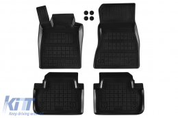 Specific rubber mats suitable for BMW 5 Series G60 sedan, G61 wagon after 2023, 4-piece set, black color-image-6214368