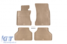 Specific rubber mats suitable for BMW 5 Series E60 sedan/E61 wagon 2003-2011, 4-piece set, beige color - ABFMB6018557