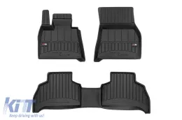 Specific rubber mats suitable for BMW X5 G05 after 2018, 3-piece set, black color, with 24-month warranty-image-6221273
