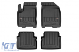 Specific rubber mats suitable for Chevrolet Aveo II 2007-2011, 4-piece set, black color, with 24-month warranty-image-6221853
