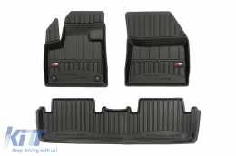 Specific rubber mats suitable for Citroen DS7 Crossback after 2019, 3-piece set, black color, with 24-month warranty - ABFMC6017737