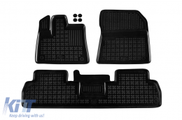 Specific rubber mats suitable for Citroen Berlingo Multispace, Peugeot Rifter, Opel Combo is Life, Toyota Proace City Verso, 5 seats, after 2018, 3-piece set, black color - ABFMC6016044