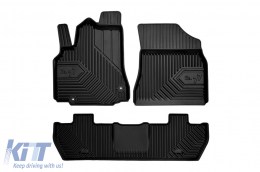 Specific rubber mats suitable for Citroen Berlingo, Peugeot Partner 2008-2019, 3-piece set, black color-image-6226591