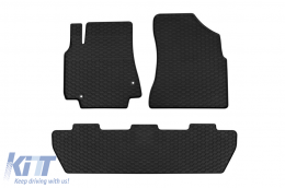 Specific rubber mats suitable for Citroen Berlingo, Peugeot Partner 2008-2018, 3-piece set, black color - ABFMC6018610