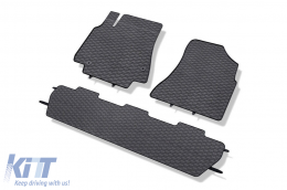 Specific rubber mats suitable for Citroen Berlingo, Peugeot Partner 2008-2018, 3-piece set, black color-image-6227749