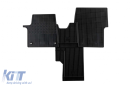 Specific rubber mats suitable for Citroen Spacetourer, Peugeot Traveller, Toyota Proace Verso with tunnel after 2016, Opel Zafira Life with tunnel after 2019, 2 seats, 4-piece set, black color