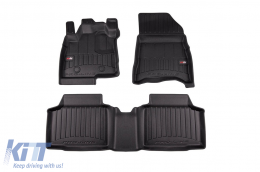 Specific rubber mats suitable for Dacia Duster AWD, mild hybrid, after 2024, 3-piece set, black color, with 24-month warranty from Frogum 3D ProLine series. - ABFMD6018055