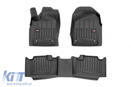 image-77-Specific rubber mats suitable for Dodge Durango after 2010, 7 seats, 1st and 2nd rows, 3-piece set, black color, with 24-month warranty