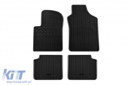 Specific rubber mats suitable for Fiat 500, Ford KA after 2008, Fiat 500 after 2015, Fiat 500 Hybrid after 2020, 4-piece set, black color-image-6248414