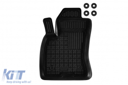 Specific rubber mats suitable for Fiat Doblo after 2010, Opel Combo D 2011-2018, 2 seats, 2-piece set, black color-image-6242995
