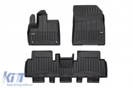 Specific rubber mats suitable for Fiat e-Doblo, Peugeot e-Rifter after 2022, 3-piece set, black color, with 24-month warranty from Frogum 3D ProLine series. - ABFMF6022567