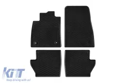 Specific rubber mats suitable for Ford Fiesta after 2017, Puma after 2020, 4-piece set, black color-image-6228370