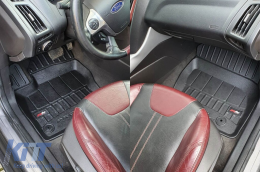 Specific rubber mats suitable for Ford Focus MK III sedan, hatchback, wagon 2010-2018, 4-piece set, black color, with 24-month warranty-image-6222481