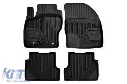 Specific rubber mats suitable for Ford Focus 2004-2011, 4-piece set, black color-image-6226602