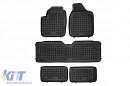 image-28-Specific rubber mats suitable for Ford Galaxy 1995-2006, VW Sharan, Seat Alhambra 1995-2010, 7 seats, 5-piece set, black color