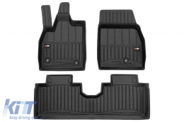 Specific rubber mats suitable for Ford Mustang Mach-E after 2020, 3-piece set, black color, with 24-month warranty - ABFMF6017905