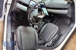 Specific rubber mats suitable for Ford Mustang Mach-E after 2020, 3-piece set, black color, with 24-month warranty-image-6223374