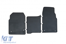Specific rubber mats suitable for Ford Tourneo Custom, Transit Custom after 2023, 3-piece set, black color-image-6220522