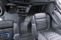 Specific rubber mats suitable for Ford Tourneo Custom, Transit Custom after 2024, Volkswagen T7 Caravelle after 2025, 2 seats, 4-piece set, black color-image-6229498