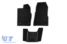 Specific rubber mats suitable for Ford Tourneo Custom after 2018, 2 or 3 seats with rack speed box, 3-piece set, black color-image-6249811