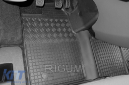 Specific rubber mats suitable for Ford Tourneo Custom after 2018, 2 or 3 seats with rack speed box, 3-piece set, black color-image-6249814