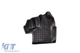 Specific rubber mats suitable for Ford Transit 2015-2021 with vinyl flooring and space under the seats, 2-piece set, black color-image-6214087