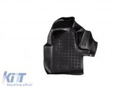 Specific rubber mats suitable for Ford Transit 2015-2021 with vinyl flooring and space under the seats, 2-piece set, black color-image-6214088