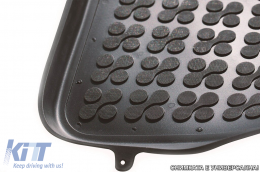 Specific rubber mats suitable for Ford Transit 2015-2021 with vinyl flooring and space under the seats, 2-piece set, black color-image-6214092