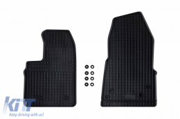 Specific rubber mats suitable for Ford Transit Custom, Tourneo Custom after 2012 with 2-3 seats, Transit after 2014 with automatic transmission, 2-piece set, black color-image-6243102
