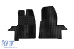 Specific rubber mats suitable for Ford Transit after 2015, Transit after 2016, Transit after 2020, 3 seats, 3-piece set, black color-image-6249394