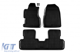 image-74-Specific rubber mats suitable for Honda Civic 2001-2006, 3 doors, 3-piece set, black color
