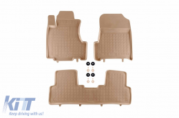 image-65-Specific rubber mats suitable for Honda CR-V 2007-2012, 3-piece set, beige color