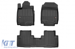 Specific rubber mats suitable for Honda CR-V 2012-2018, 3-piece set, black color, with 24-month warranty from Frogum 3D ProLine series.-image-6222552