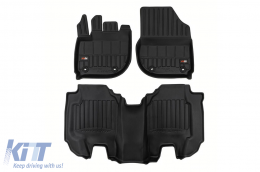 Specific rubber mats suitable for Honda HR-V e:HEV after 2021, 3-piece set, black color, with 24-month warranty - ABFMH6017977